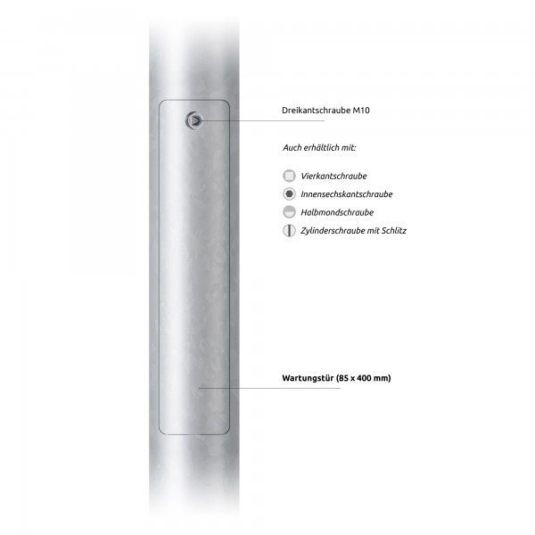 4m Laternenmast - Zopf Ø 60 mm (zylindrisch abgesetzt, Stahl verzinkt)