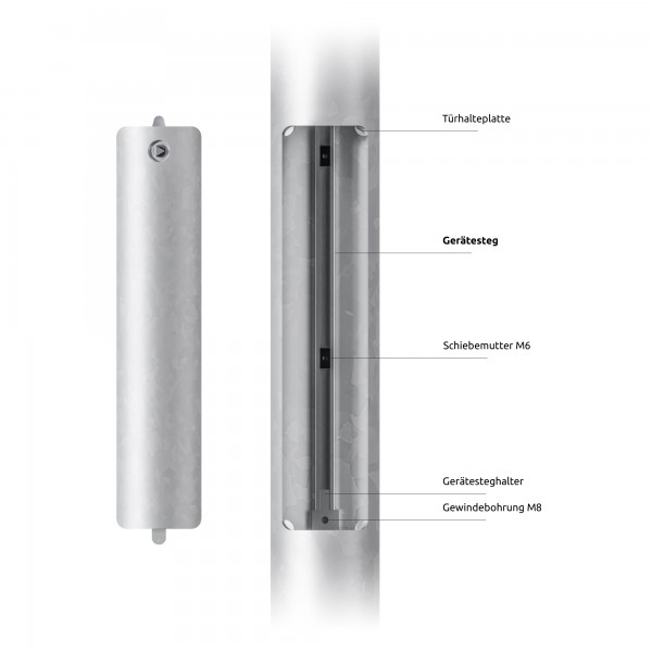 4m Laternenmast - Zopf Ø 60 mm (zylindrisch abgesetzt, Stahl verzinkt)