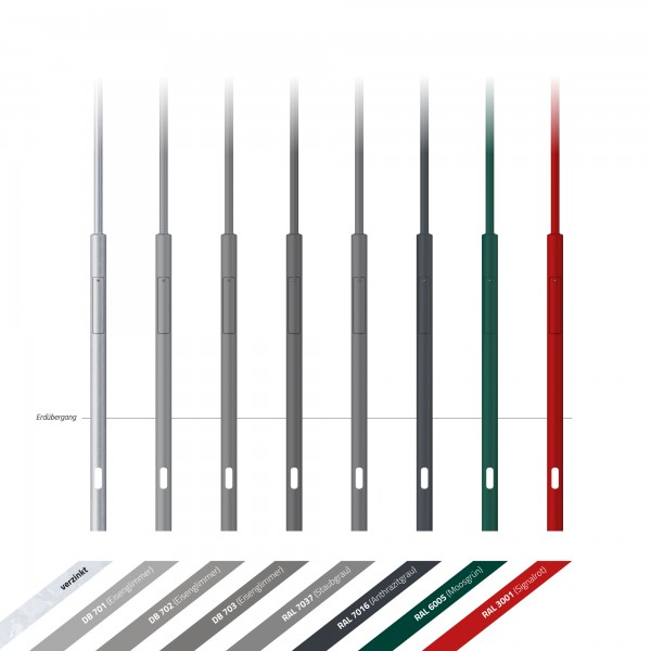 4m Laternenmast - Zopf Ø 60 mm (zylindrisch abgesetzt, Stahl verzinkt)