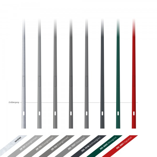5m Laternenmast - Zopf Ø 60 mm (konisch, Stahl, verzinkt)