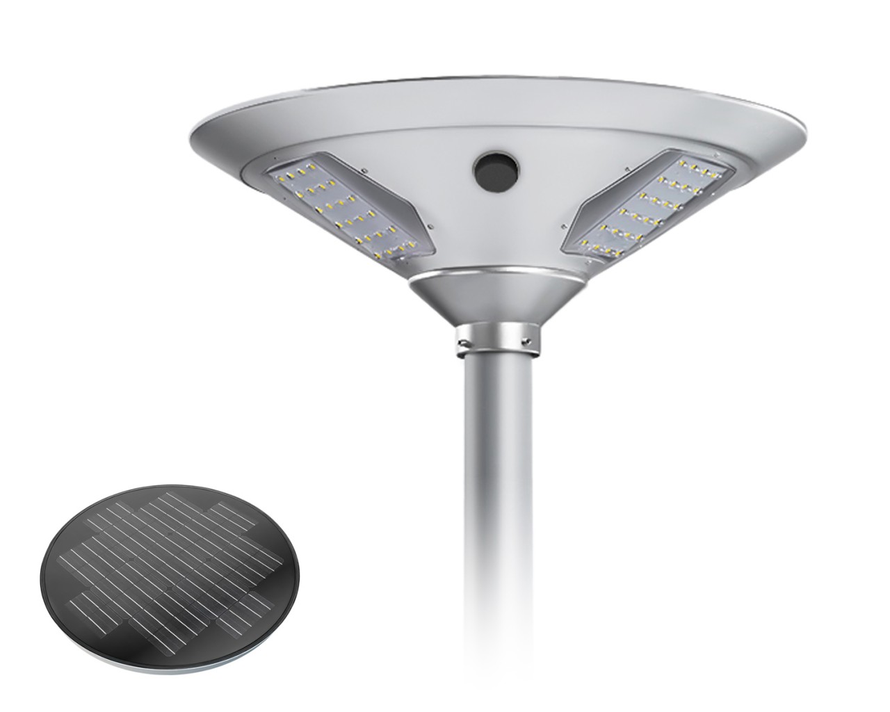 ESR-04pro ECO - LED Solar Parkplatzleuchte (rund, 360° Ausleuchtung, 3000 K warmweiß)